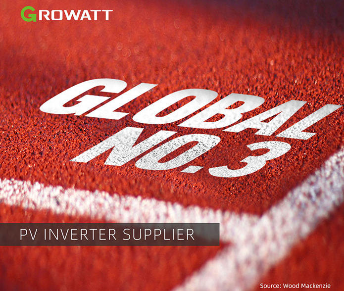 Growatt được xếp hạng trong số 3 nhà cung cấp biến tần hàng đầu trên toàn cầu
